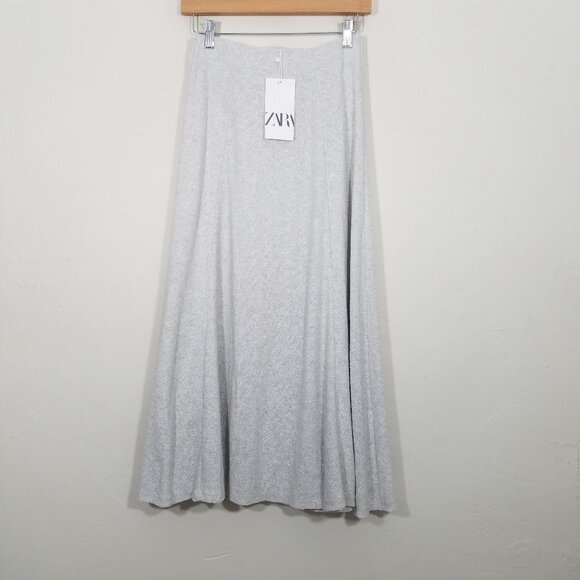 NWT Zara Metallic Thread Full Skirt Pull-On Skirt Size S - Picture 5 of 10